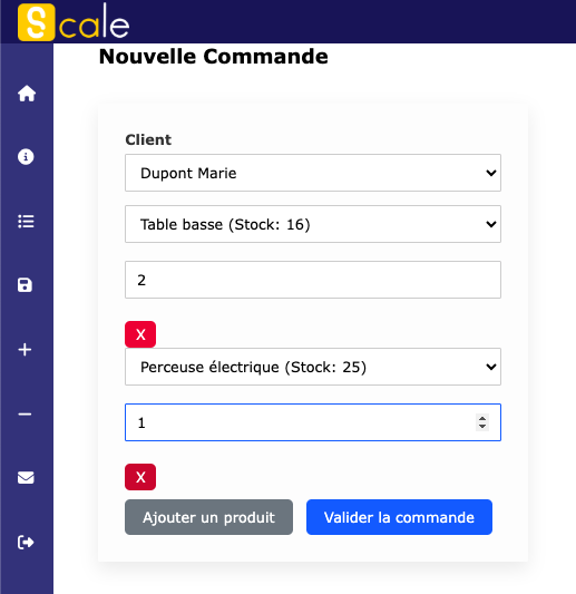 page faire une commande